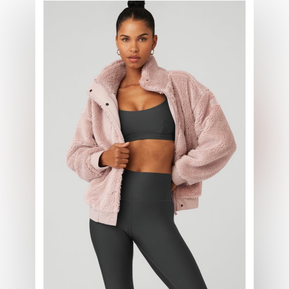 Sold out online- Alo Yoga Varsity Sherpa Jacket Pink